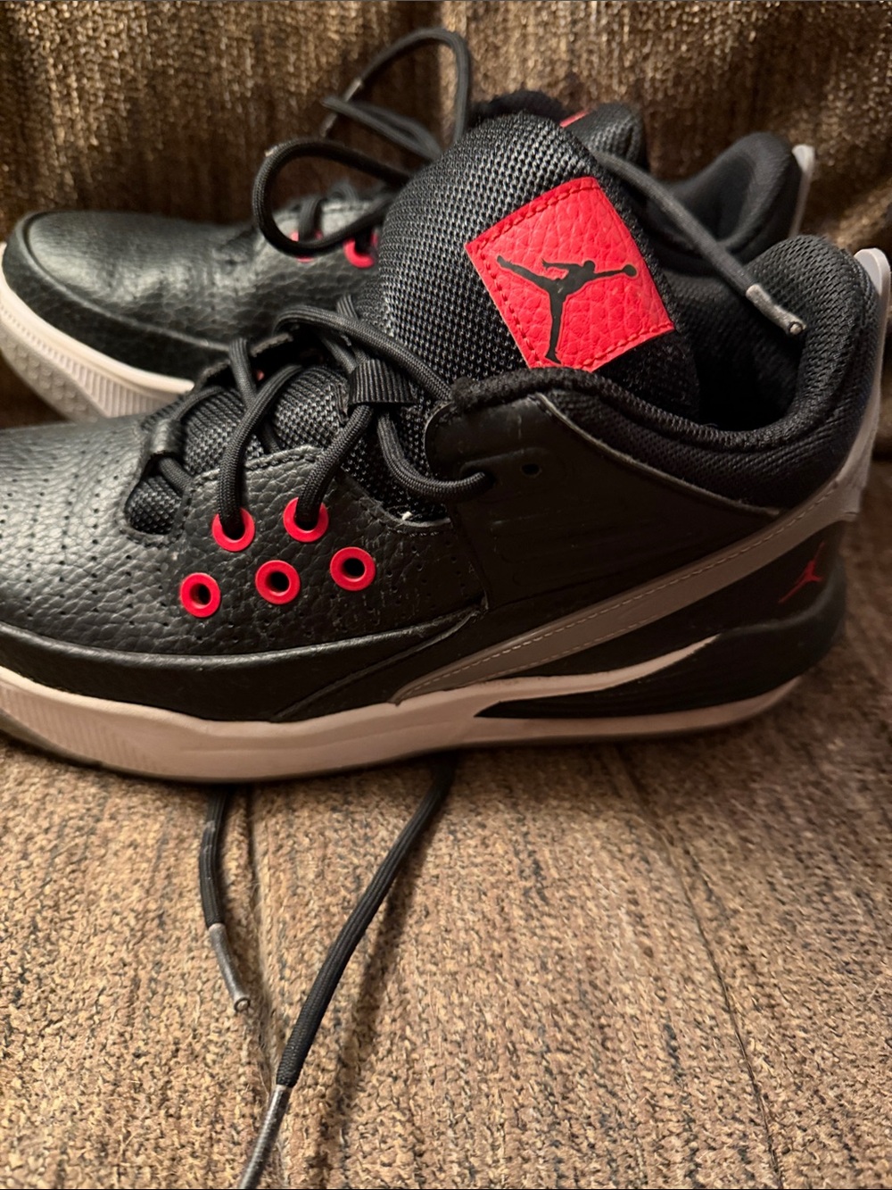 Jordan Kids Black and Red Athletic Sneakers/ size 4Y